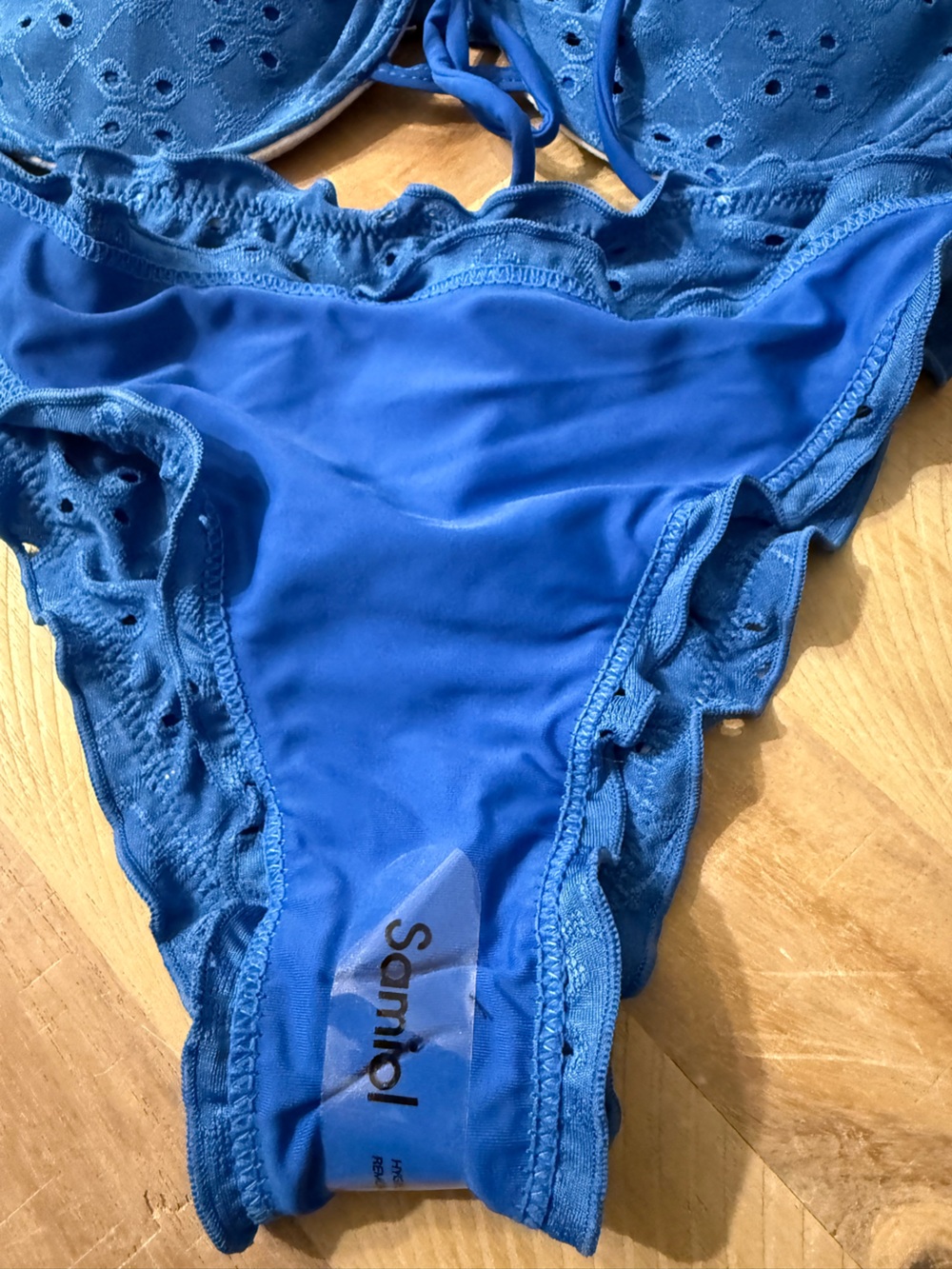 Blue Eyelet Ruffle Bikini Set - Picture 2 of 2